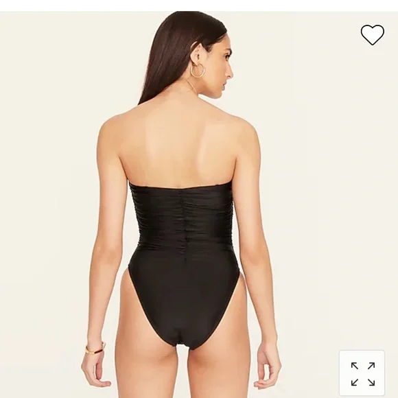 J. Crew Ruched Sweetheart One-piece Black Swimsuit Sz 12 NWT - Picture 2 of 8